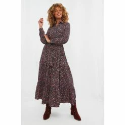 Joe Browns Black Vintage Balloon Sleeve Ditsy Floral Shirt Dress