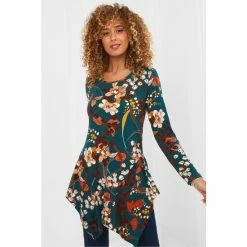Joe Browns Green Asymmetric Floral Willow Tree Tunic