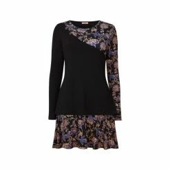 Joe Browns Black Asymmetric Ditsy Floral Leaves Print Tunic -Joe Browns shop unnamed file 1472