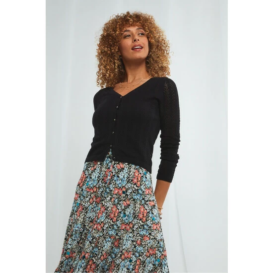 Joe Browns Black Prettiest Pointelle Cardigan 1 Joe Browns Black Prettiest Pointelle Cardigan