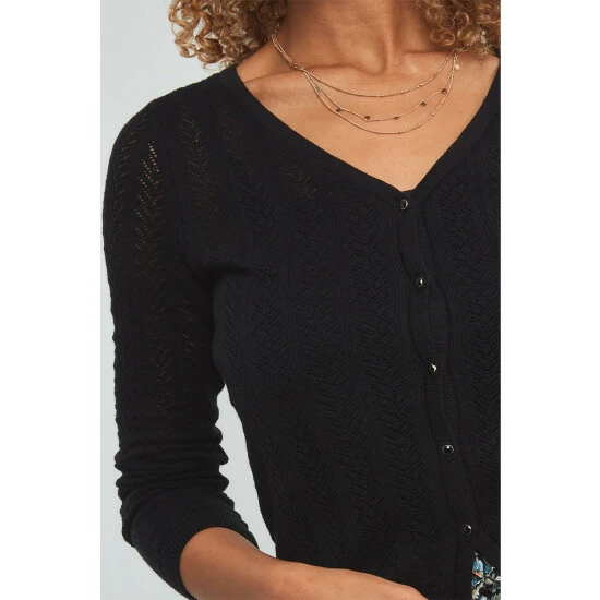 Joe Browns Black Prettiest Pointelle Cardigan 4 Joe Browns Black Prettiest Pointelle Cardigan - Image 4