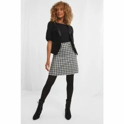 Joe Browns Black Mono Houndstooth Skirt
