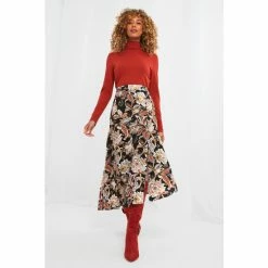 Joe Browns Black Asymmetric Folk Style Floral Skirt
