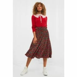 Joe Browns Red Longline Ditsy Floral Skirt
