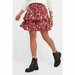 Joe Browns Red Floral Boho Style RaRa Skirt