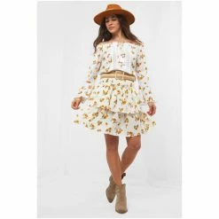 Joe Browns White Glorious Golden Floral Ra Ra Skirt -Joe Browns shop unnamed file 2948