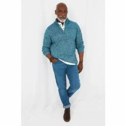 Joe Browns Blue Zip Up Tide Funnel Knitted Jumper -Joe Browns shop unnamed file 3024