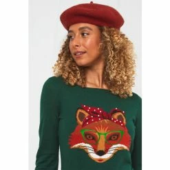 Joe Browns Green Funky Foxy Round Neck Jumper -Joe Browns shop unnamed file 3031