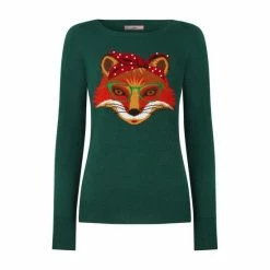 Joe Browns Green Funky Foxy Round Neck Jumper -Joe Browns shop unnamed file 3032
