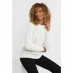 Joe Browns White Beautifully Beaded Cable Jumper