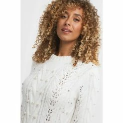 Joe Browns White Beautifully Beaded Cable Jumper -Joe Browns shop unnamed file 3043