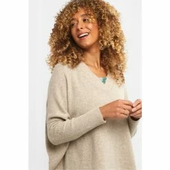Joe Browns Neutral Super Soft Asymmetric V Neck Jumper -Joe Browns shop unnamed file 3049