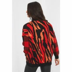 Joe Browns Red Standout Multiple Pattern High Neck Jumper -Joe Browns shop unnamed file 3081