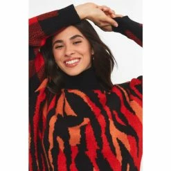 Joe Browns Red Standout Multiple Pattern High Neck Jumper -Joe Browns shop unnamed file 3082