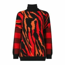Joe Browns Red Standout Multiple Pattern High Neck Jumper -Joe Browns shop unnamed file 3083