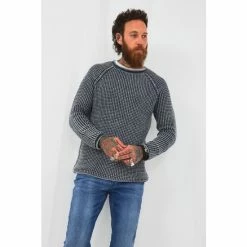Joe Browns Blue Acid Wash Textured Crewneck Knitted Jumper -Joe Browns shop unnamed file 3108