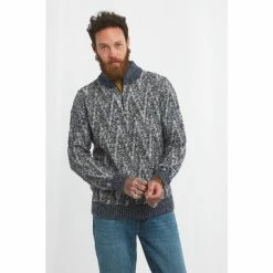 Joe Browns Grey Chevron Style Knitted Funnel Neck Jumper -Joe Browns shop unnamed file 3125