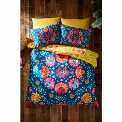 Joe Browns Black Fabulous Folk Floral Pom Pom Reversible Bed Set