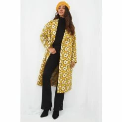 Joe Browns Yellow Standout Abstract Floral Coat