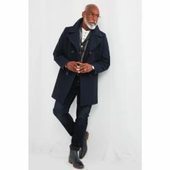 Joe Browns Blue Tweed Trim Double Breasted Coat