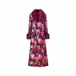 Joe Browns Purple Faux Fur Neck And Cuff Floral Boutique Coat -Joe Browns shop unnamed file 3534