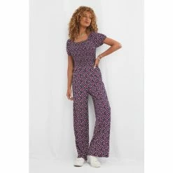 Joe Browns Blue Short Sleeve Ditsy Jumpsuit