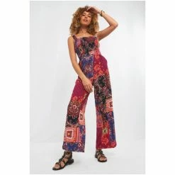 Joe Browns Red Patchwork Print Shirred Jumpsuit -Joe Browns shop unnamed file 3759