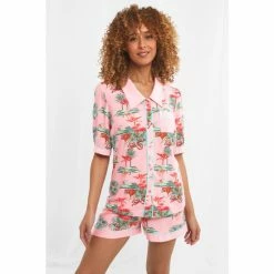 Joe Browns Green Boutique Tiger Print Collared PJ Top