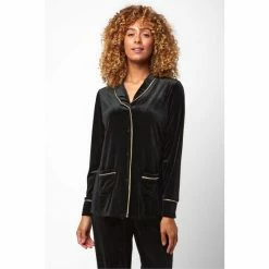 Joe Browns Black Embroidered Couture Pyjama Shirt