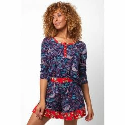 Joe Browns Blue Peacock Long Sleeve Pyjama Top