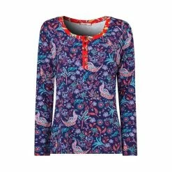 Joe Browns Blue Peacock Long Sleeve Pyjama Top -Joe Browns shop unnamed file 4241