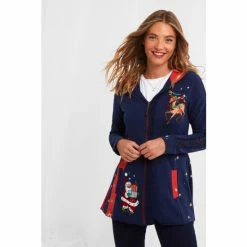 Joe Browns Blue Jingle Bells Zip Thru Hoody