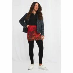 Joe Browns Red Paisley Floral Border Print Style Skirt With Leggings