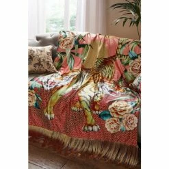 Joe Browns Multi Tantalizing Tiger Fringed Velvet Throw