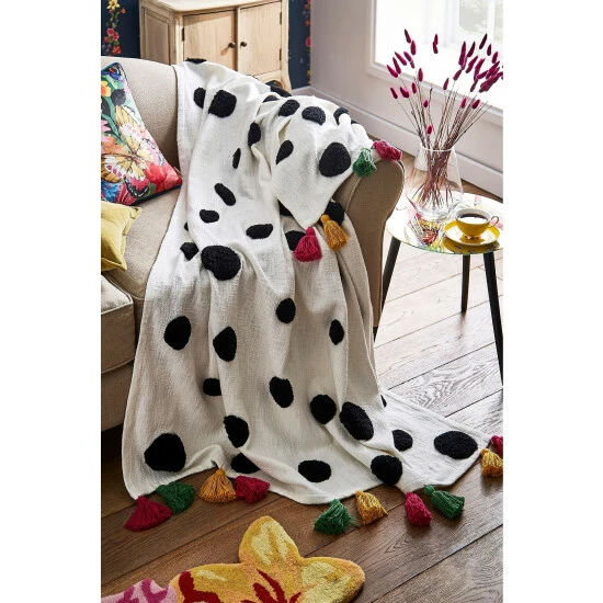 Joe Browns Multi Colourful Spot Tufted Cotton Throw 2 Joe Browns Multi Colourful Spot Tufted Cotton Throw - Image 2
