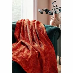 Joe Browns Orange Jacquard Floral Throw