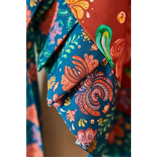 Joe Browns Black Folk Floral Frill Trim Apron 2 Joe Browns Black Folk Floral Frill Trim Apron - Image 2