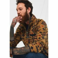 Joe Browns Brown Funnel Neck Quarter Zip Aztec Fleece