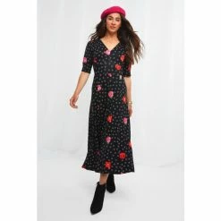 Joe Browns Black Vintage Style Floral Spotty Dress