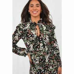 Joe Browns Green Long Sleeve V Neck Forest Floral Dress -Joe Browns shop unnamed file 79