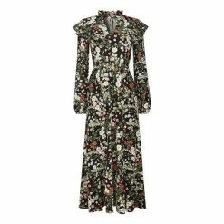 Joe Browns Green Long Sleeve V Neck Forest Floral Dress -Joe Browns shop unnamed file 80