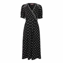 Joe Browns Black Vintage V Neck Polka Dot Dress -Joe Browns shop unnamed file 90