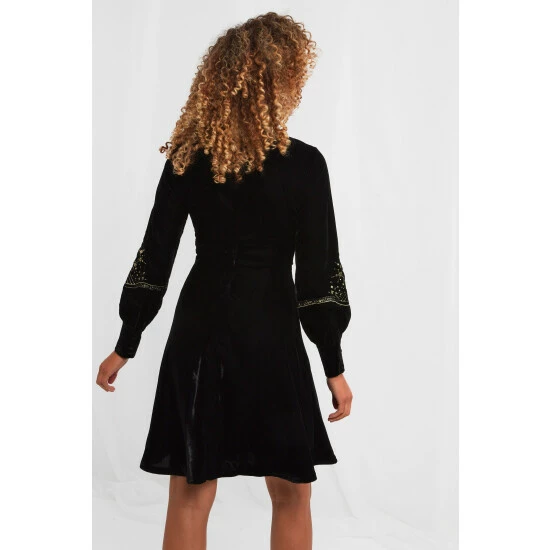 Joe Browns Black Luna Embroidered Velvet Dress 3 Joe Browns Black Luna Embroidered Velvet Dress - Image 3